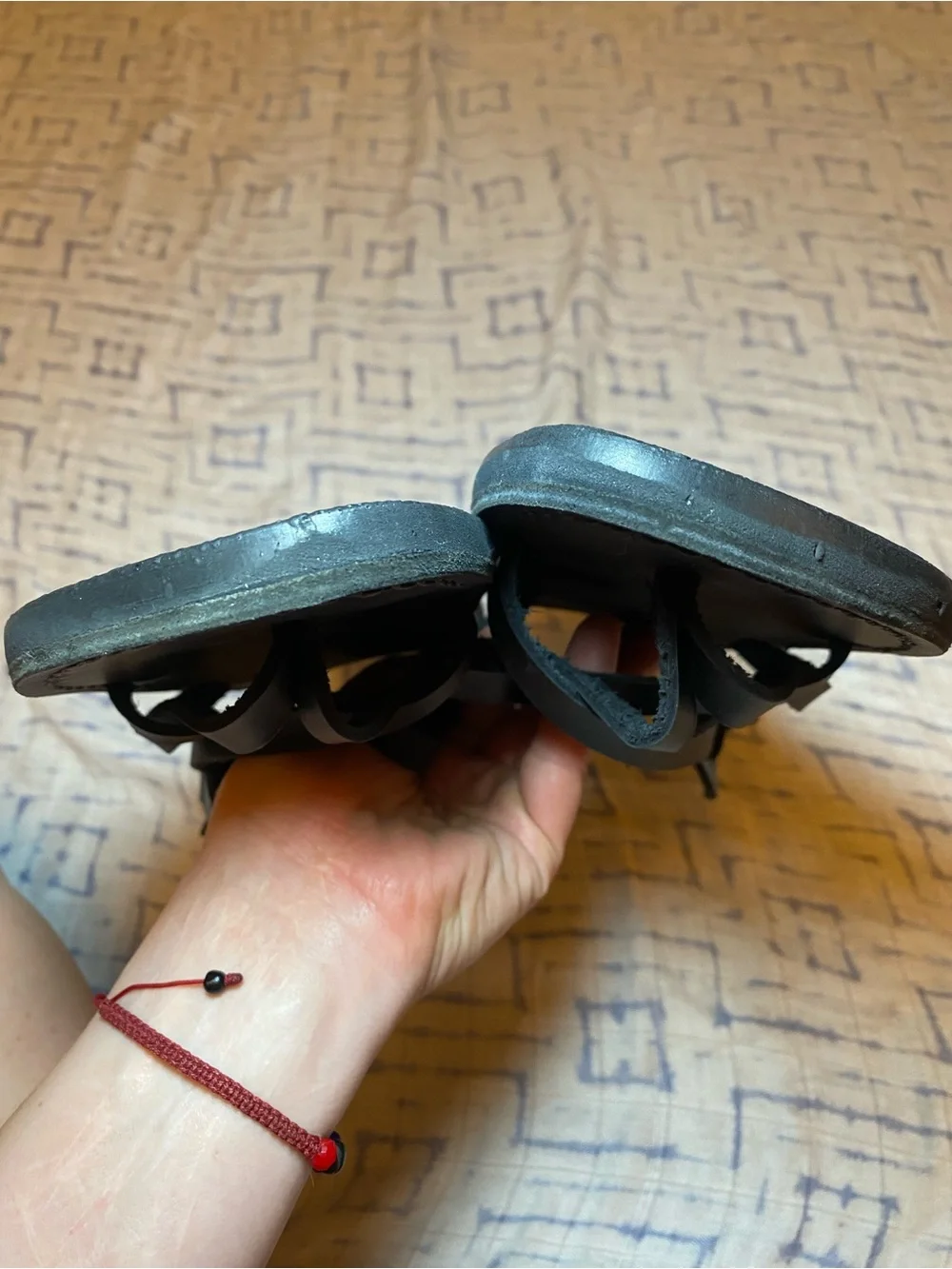 EUC Jerusalem Sandals Black Leather Handmade Minimalist Strappy Classic